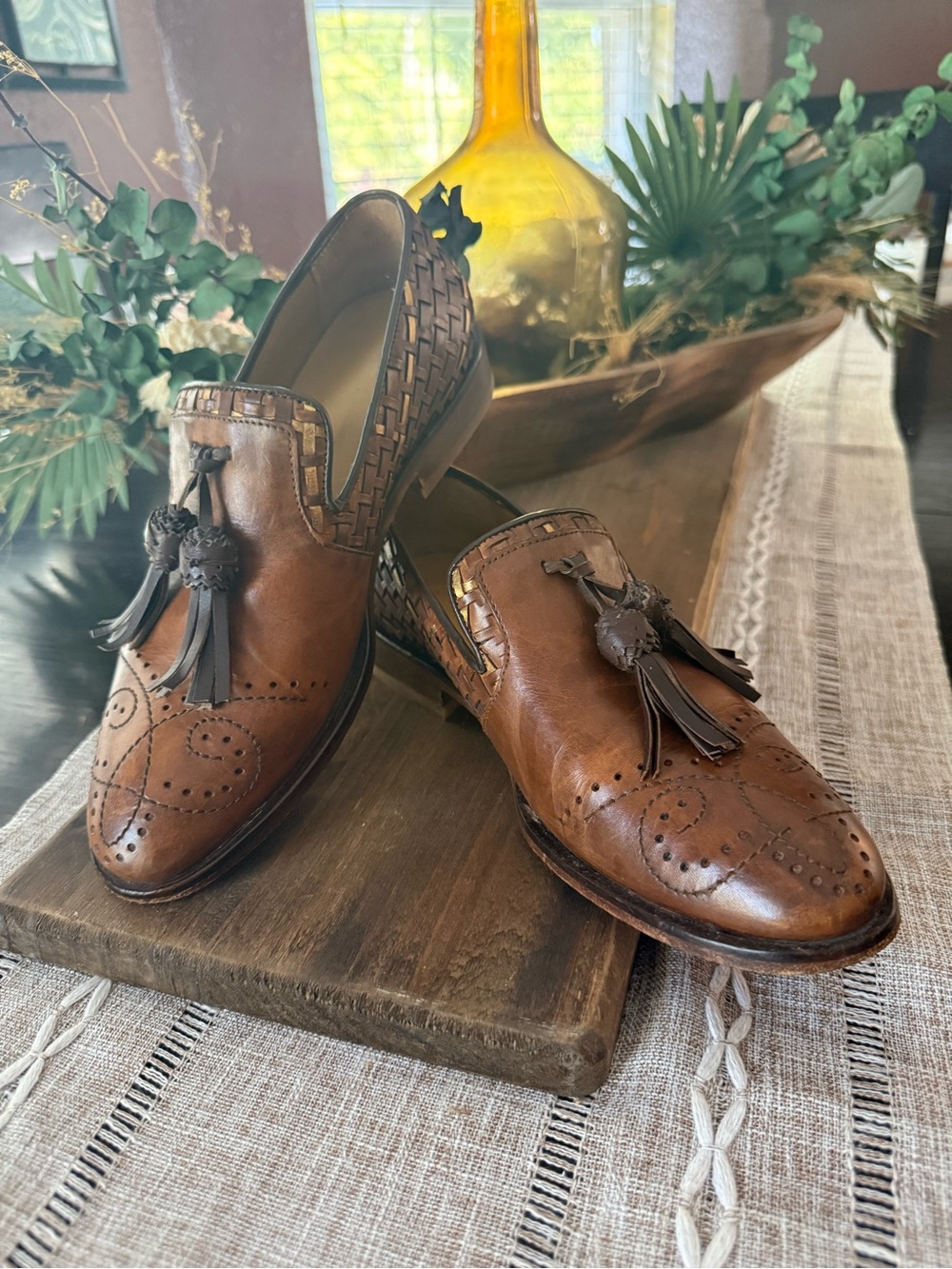 Franco Cuadra Woven Leather Tassel Loafers Brogue Wingtip MX 23/US 6 Women’s